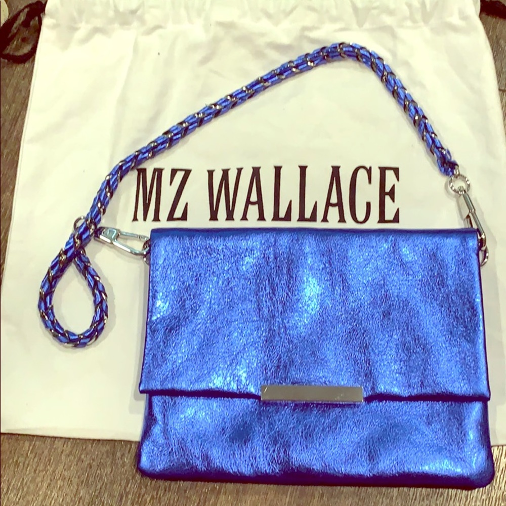 MZ Wallace Metallic electric blue handbag